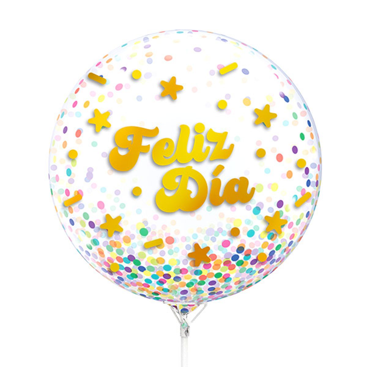 GENERICO - GLOBO BURBUJA CONFETTI FELIZ DIA X1 UNI