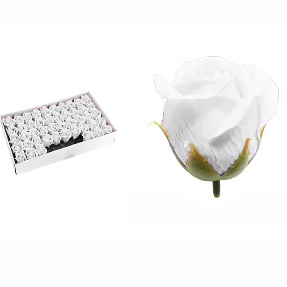 GENERICO - Rosa De Jabon Aromatica 5cm Decorativa 50 Piezas Blanco