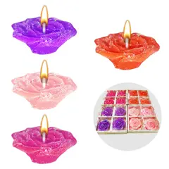 GENERICO - Set 4 Velas Decorativas Rosa 5cm Aromaticas Colores Surtido