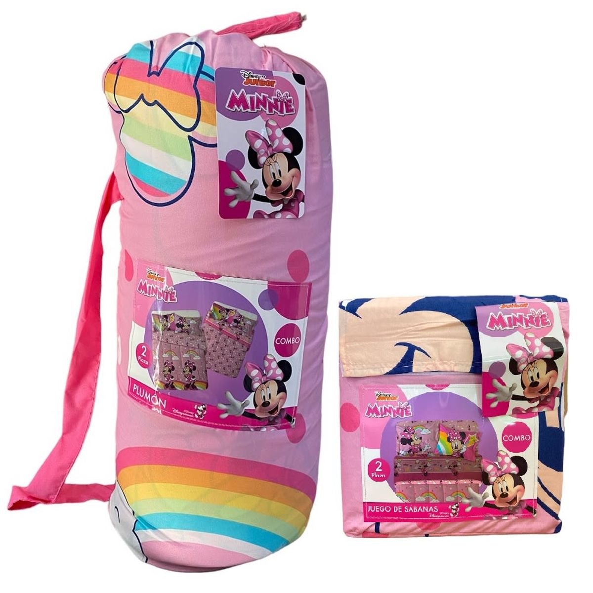 MASHINI - PACK PLUMON MINNIE + SABANA MF 2 PLAZAS MINNIE RAINBOW