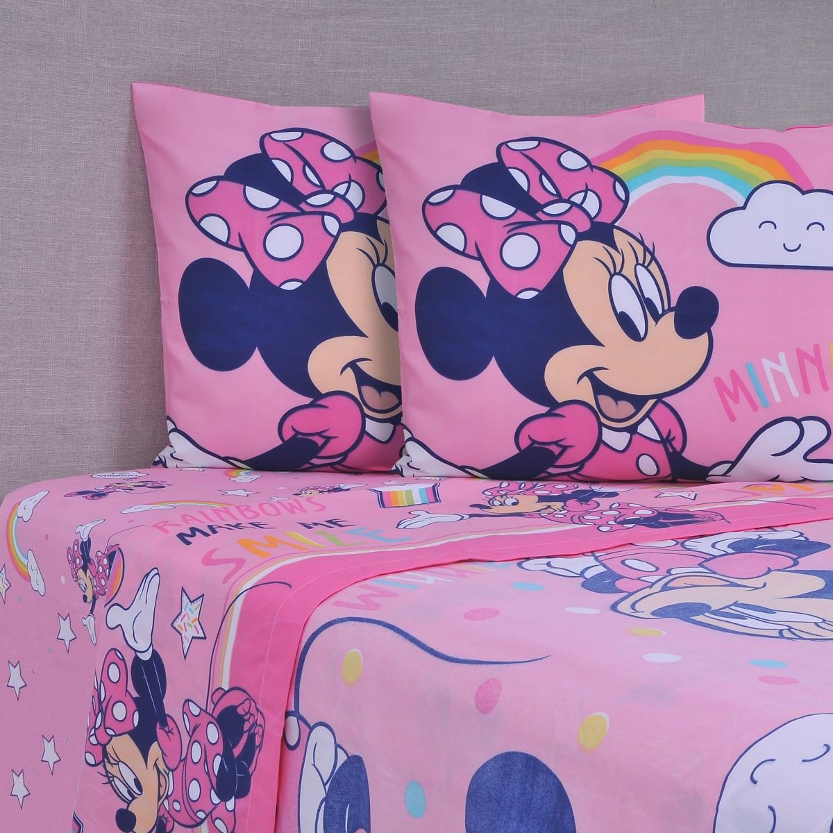 MASHINI - PACK PLUMON MINNIE + SABANA MF 2 PLAZAS MINNIE RAINBOW