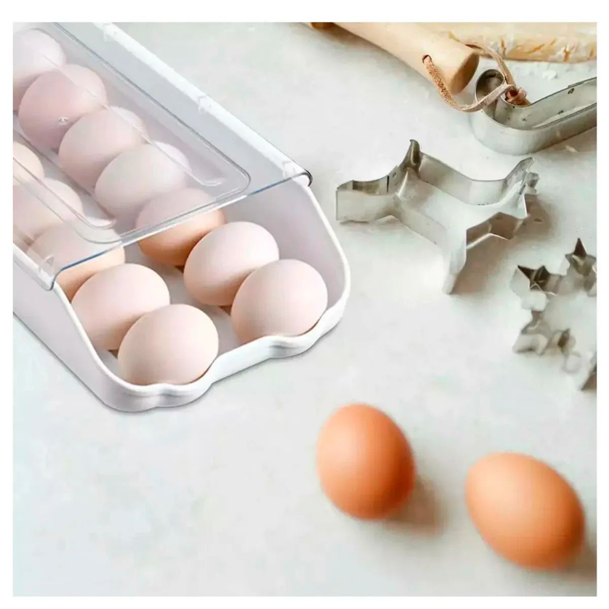 IRM - Organizador De Huevos XL para Refri Huevera Apilable 16pcs capacidad