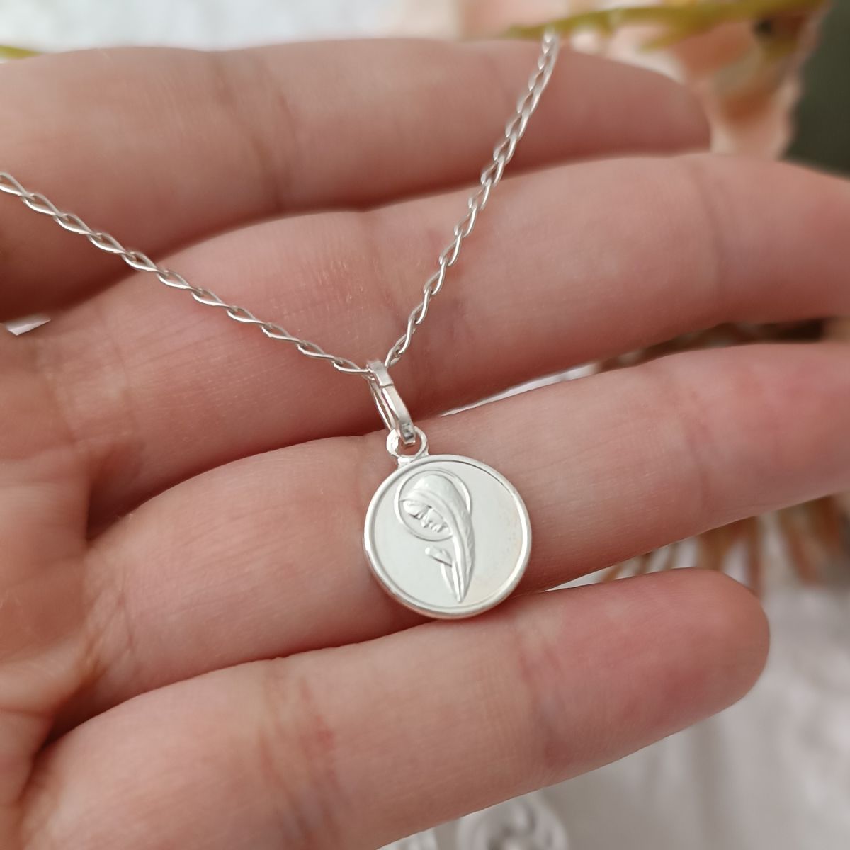 GENERICO - Collar de Virgen para niñas bautizo en plata 925