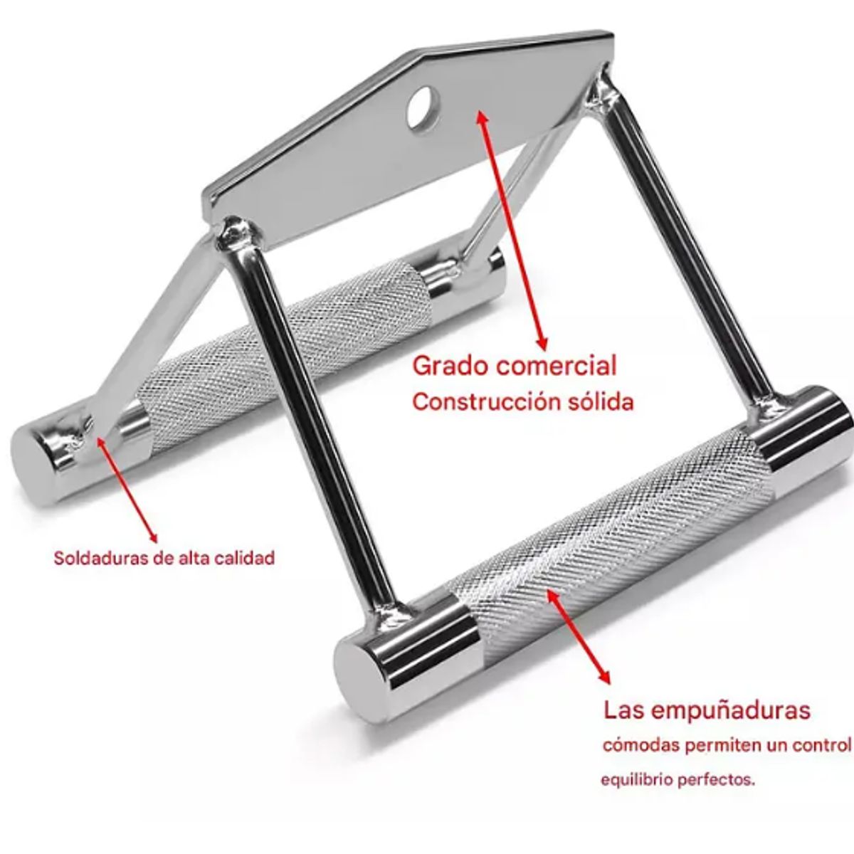 GENERICO - Agarre Triangulo Gym Polea Remo Doble Tomada Acero Cromado