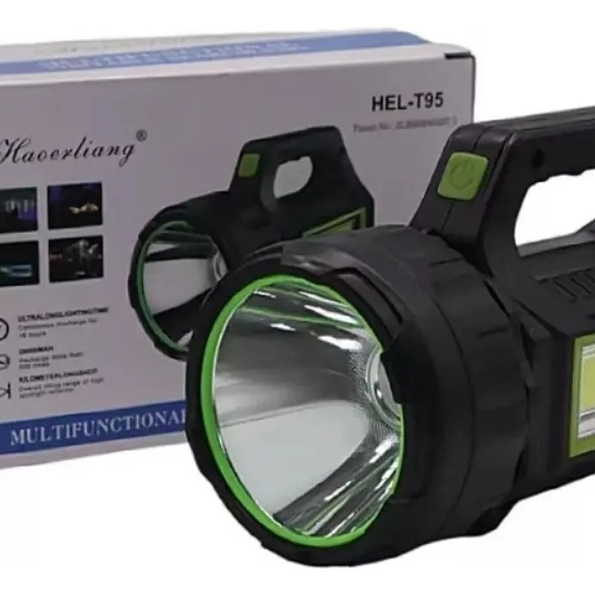 GENERICO - Linterna Led Largo Alcance Recargable Usb 600mts 6 Funciones Blanco Negro