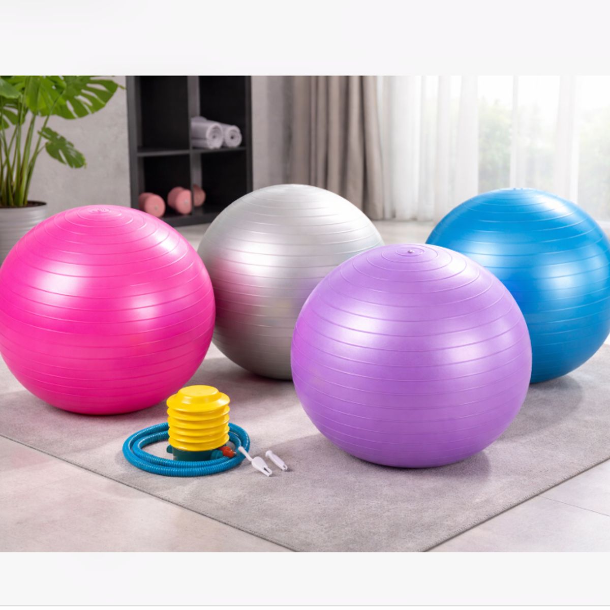 GENERICO - Balón de Pilates Yoga 65cm con Inflador  Colores Surtidos Antideslizante