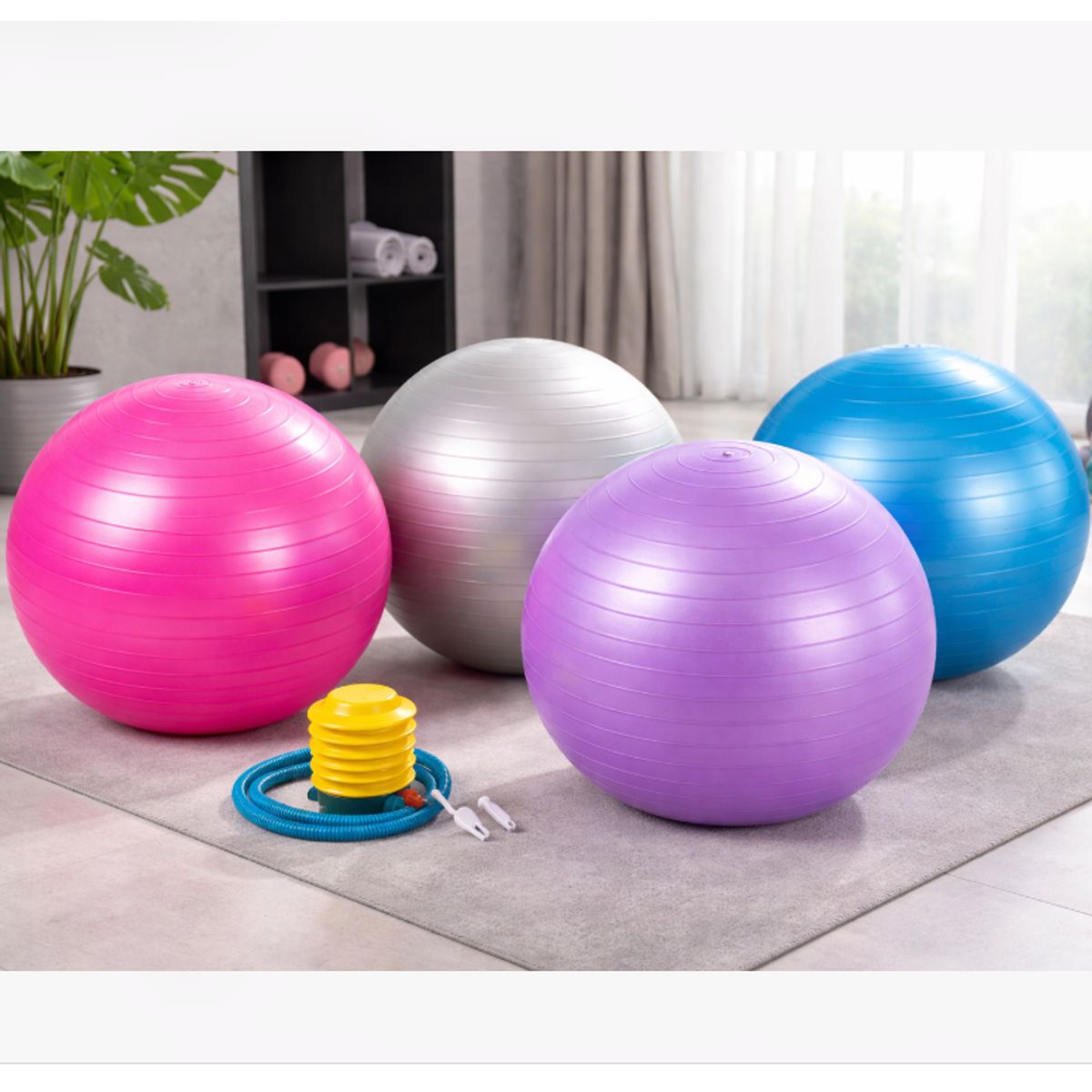 GENERICO - Balón de Pilates Yoga 65cm con Inflador  Colores Surtidos Antideslizante