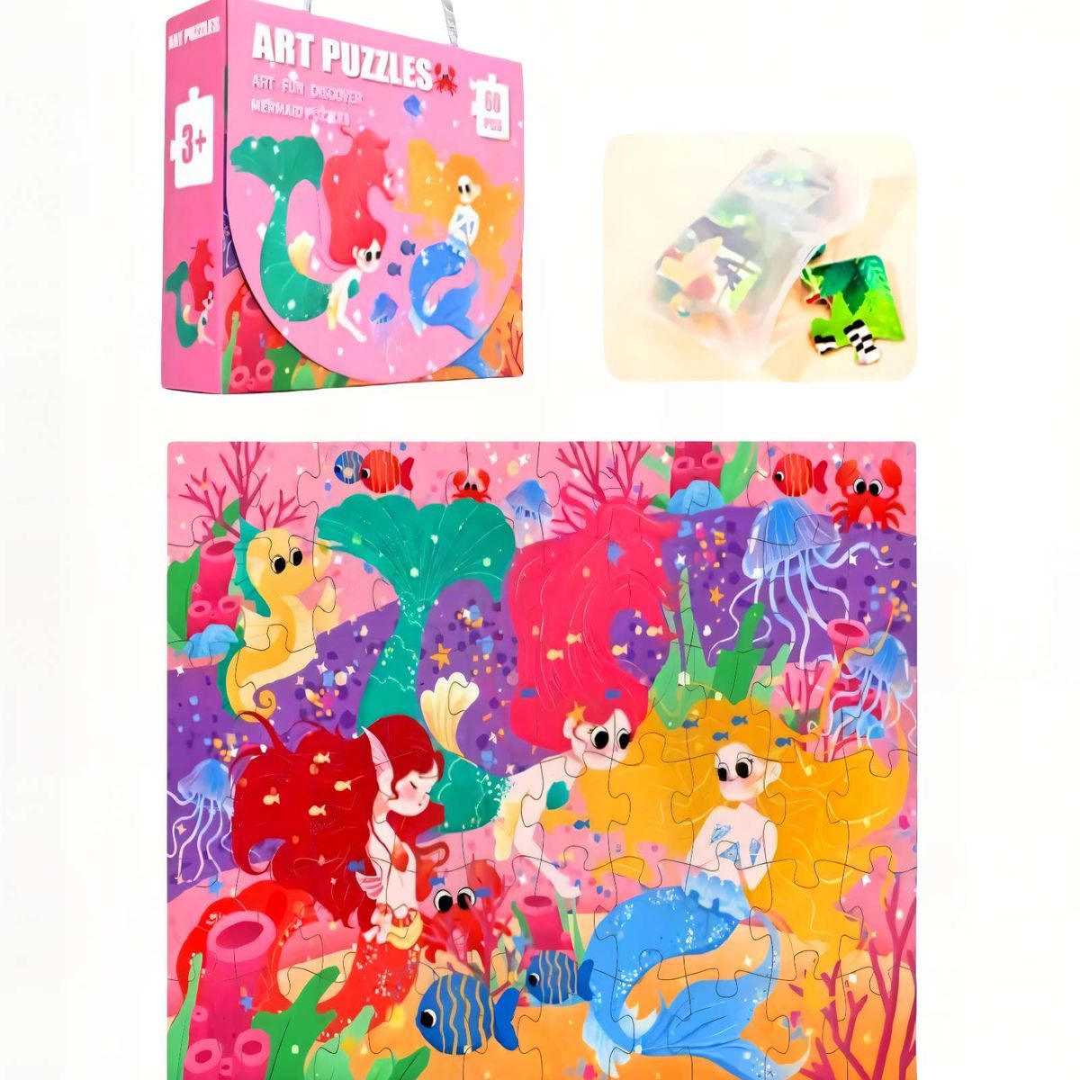 GENERICO - Puzzle para niños de 60 Piezas Sirenita 44cm x 31cm