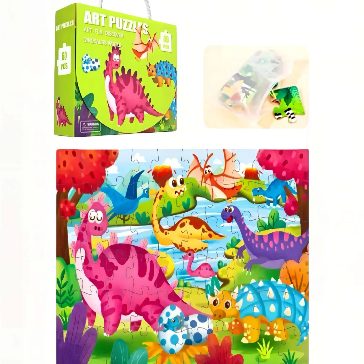 GENERICO - Puzzle para niños de 60 Piezas Dinosaurio 44cm x 31cm