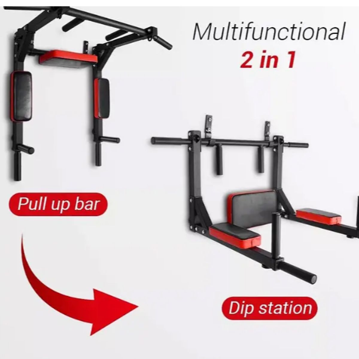 GENERICO - Barra Dominadas Ejercicios Multifuncional Pared Gym 8 En 1
