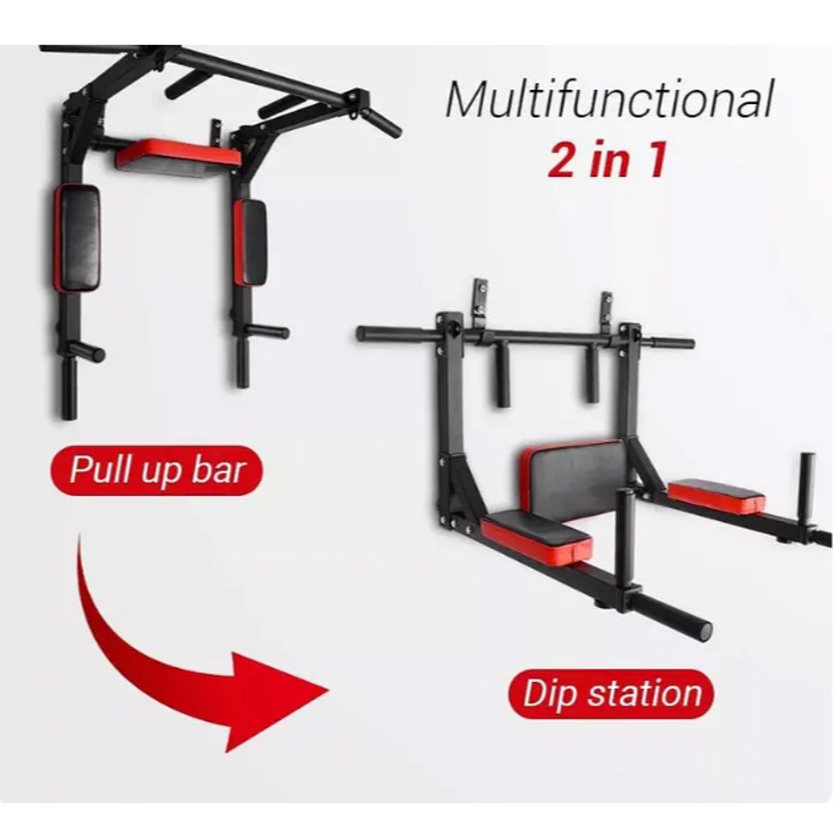 GENERICO - Barra Dominadas Ejercicios Multifuncional Pared Gym 8 En 1
