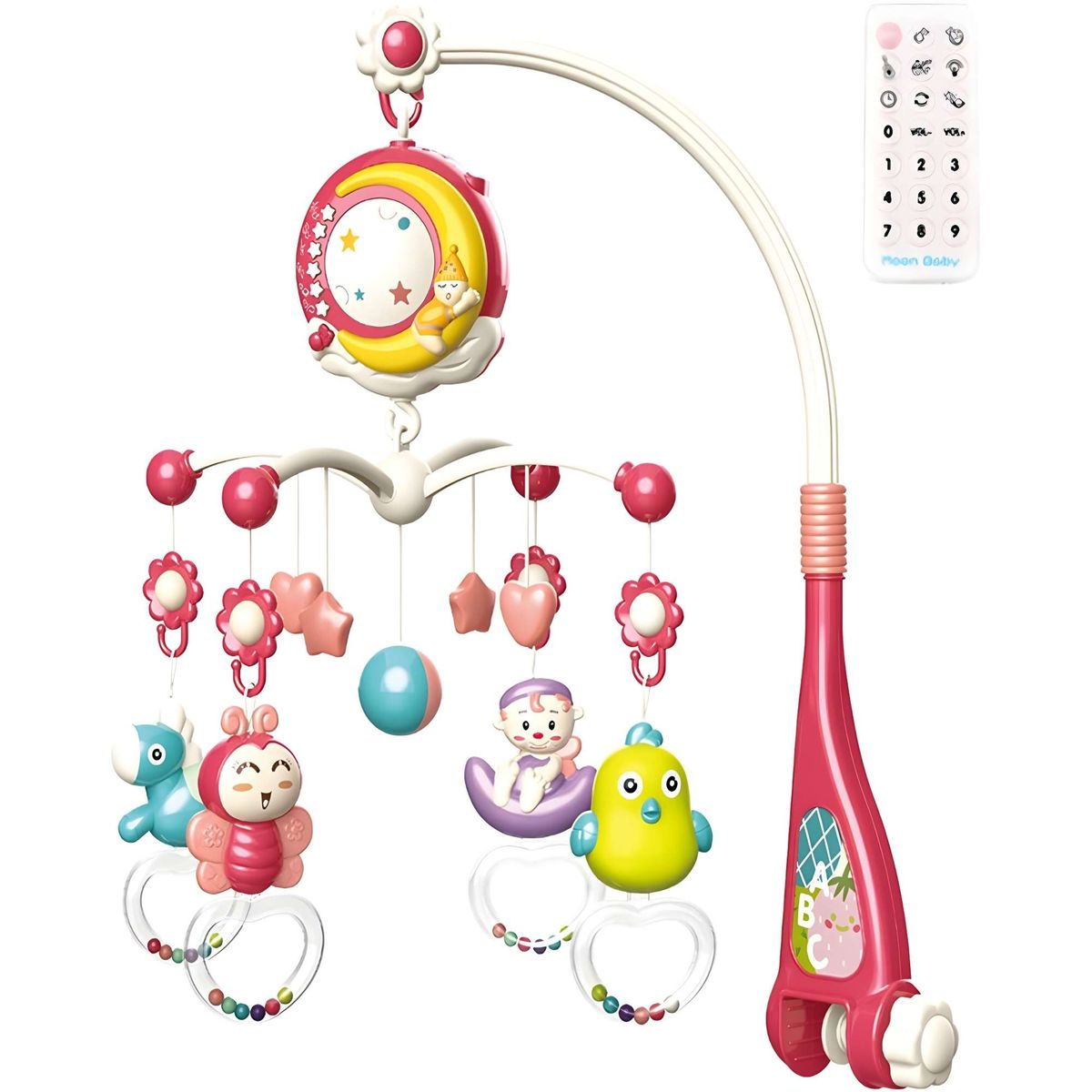 GENERICO - MOVIL MUNDA HADA MUSICAL CON CONTROL REMOTO Y PROYECCIÓN DE IMAGEN COLOR ROSADO