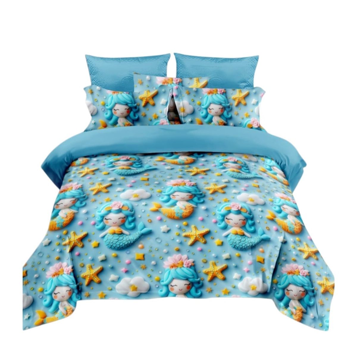 GENERICO - Cubrecama Quilt de Verano 1.5 Plazas Diseño De Sirenas