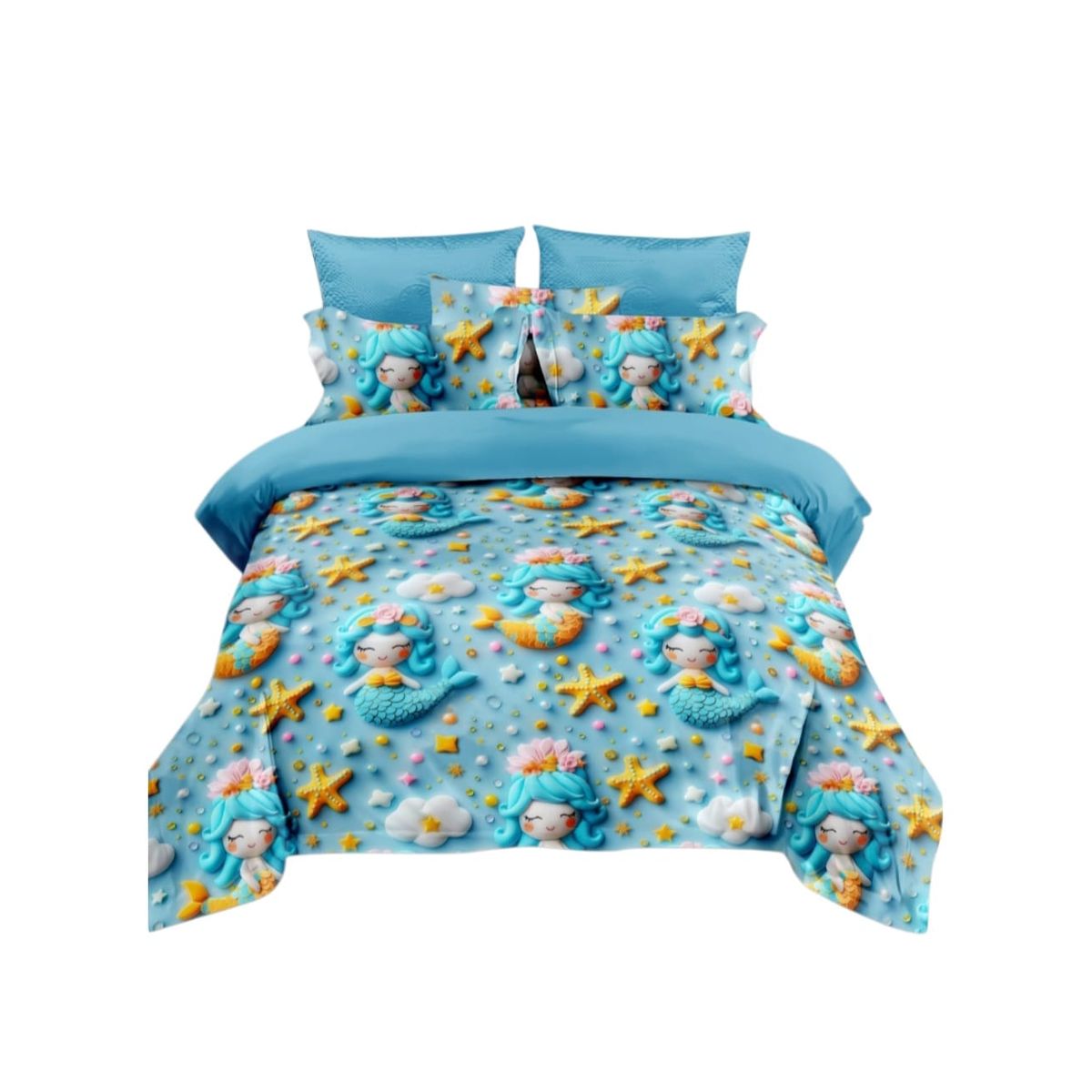 GENERICO - Cubrecama Quilt de Verano 1.5 Plazas Diseño De Sirenas