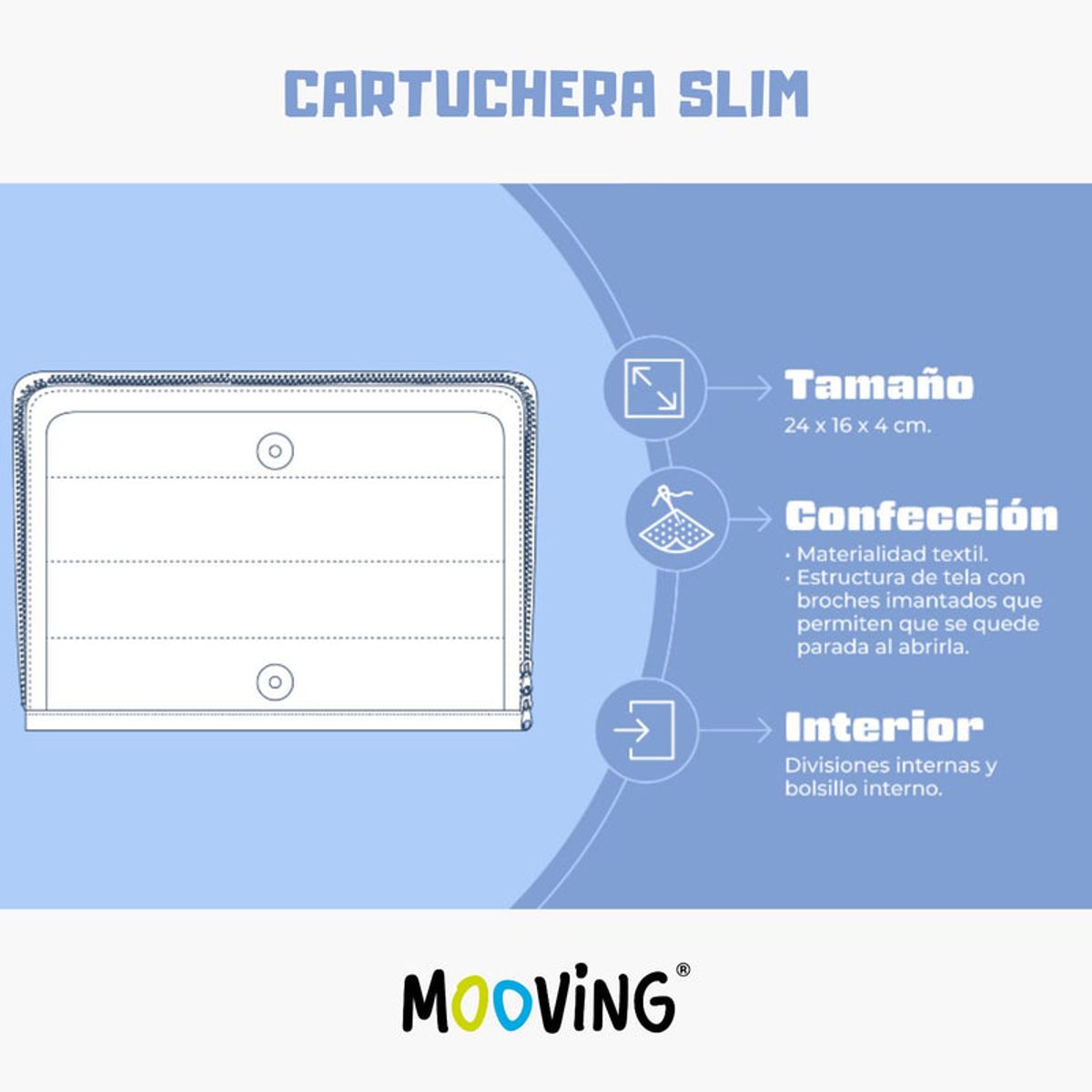 MOOVING - ESTUCHE ESCOLAR SLIM MOOVING STITCH