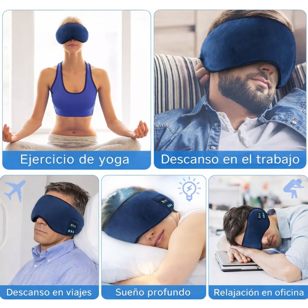 GENERICO - Antifaz Para Dormir Con Audífonos Bluetooth Relajante