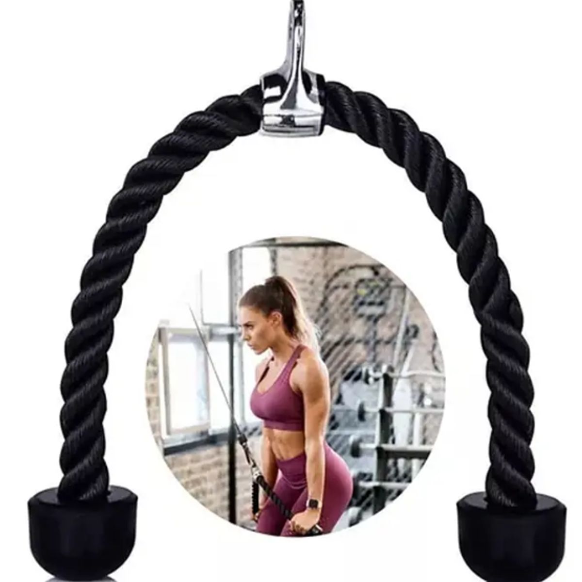 GENERICO - Pack Accesorios Polea Gimnasio Cuerda Tríceps + Agarre Entrenamiento