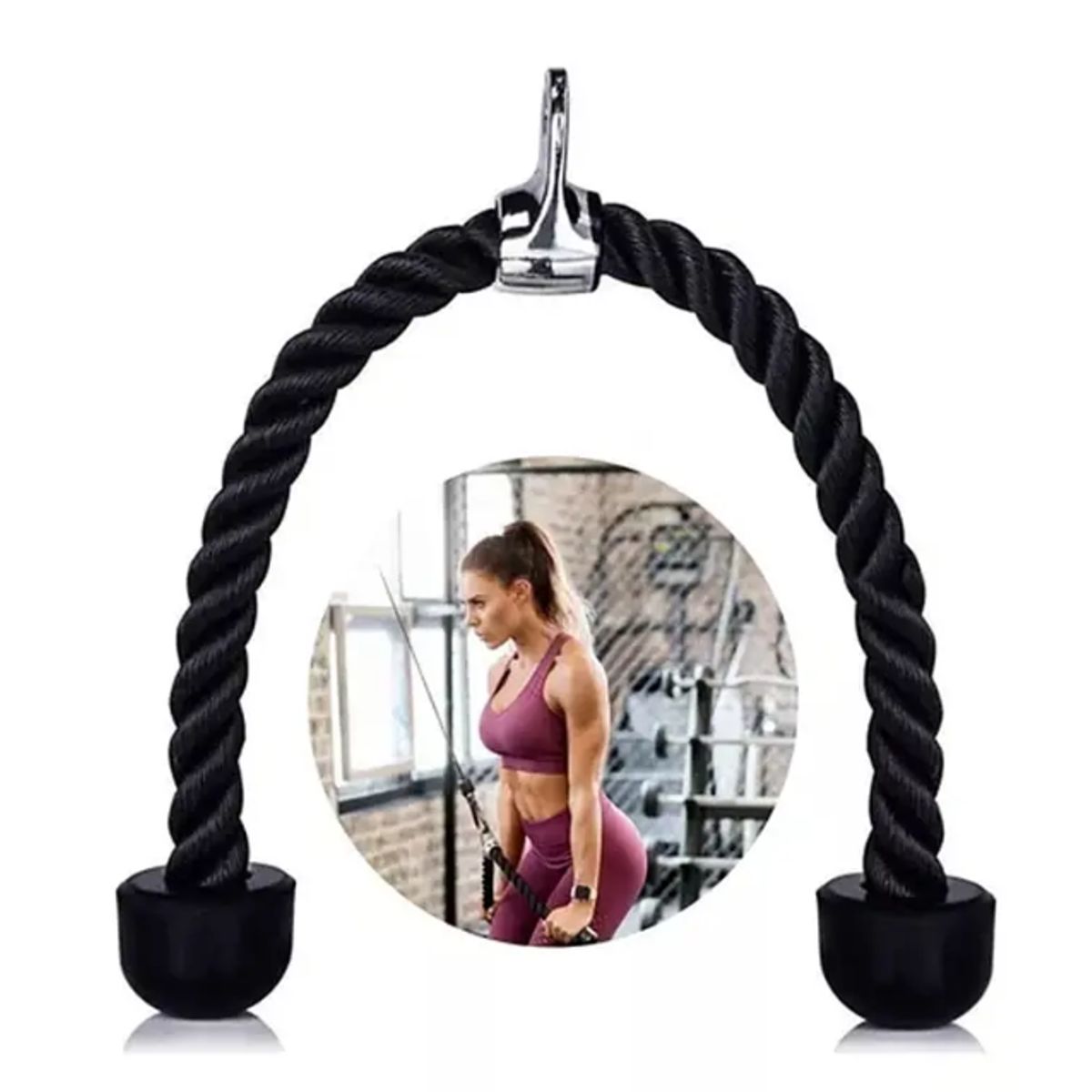 GENERICO - Pack Accesorios Polea Gimnasio Cuerda Tríceps + Agarre Entrenamiento