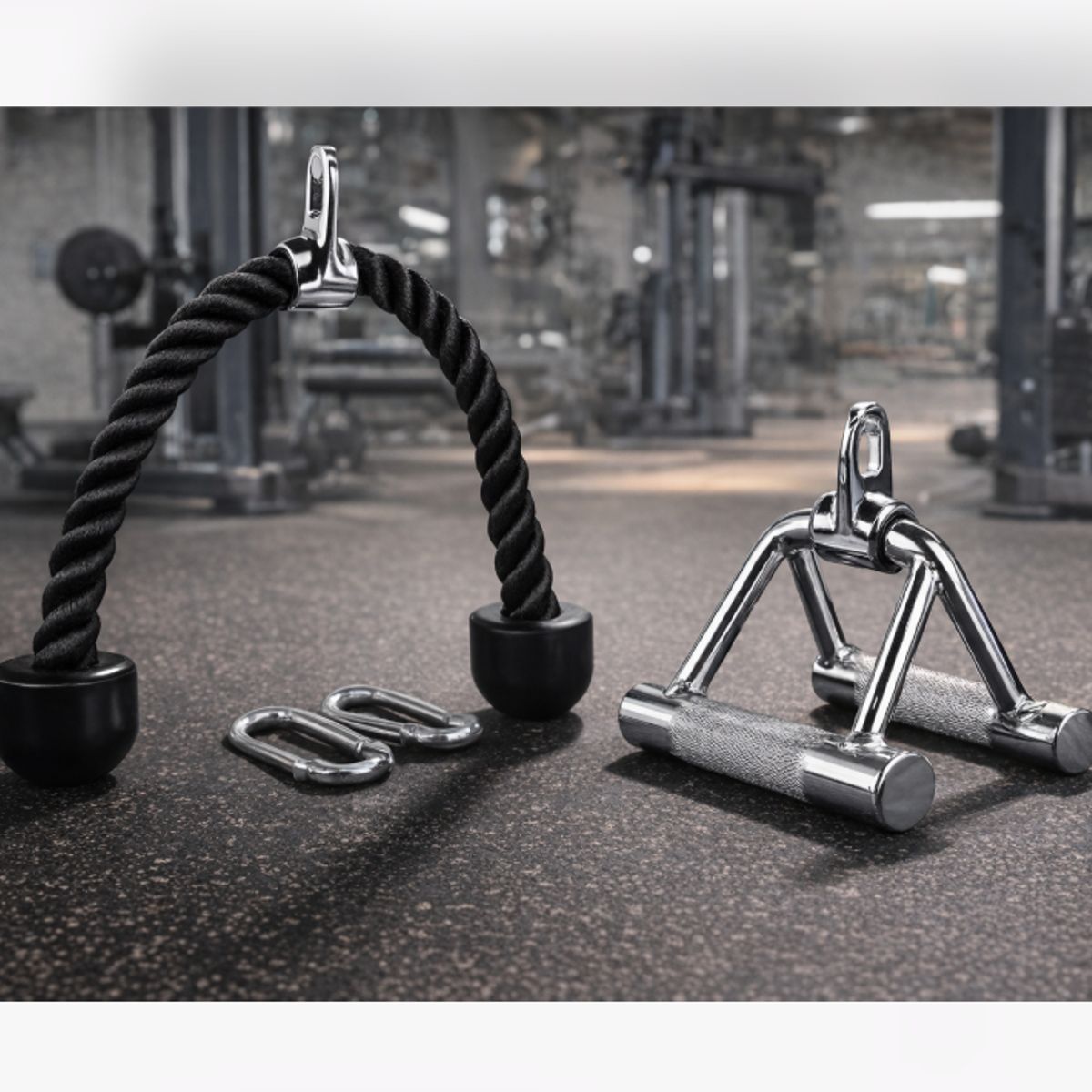 GENERICO - Pack Accesorios Polea Gimnasio Cuerda Tríceps + Agarre Entrenamiento