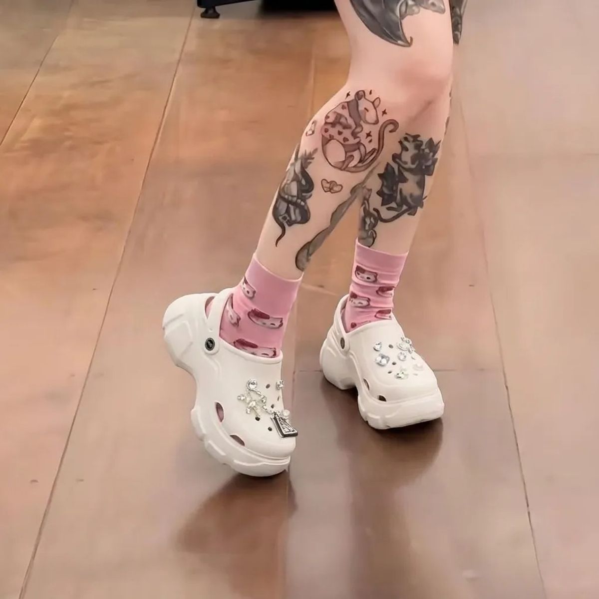 BOVINITA - Zuecos Mujer Plataforma Alta Blanco Charms Verano Liviana