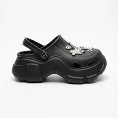 BOVINITA - Zueco Mujer Plataforma Negro Chunky Charms Livianas Black Agregar a favoritos