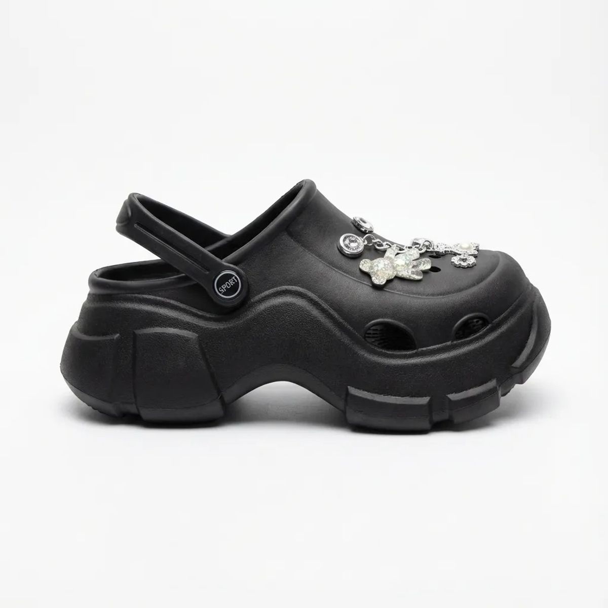 BOVINITA - Zueco Mujer Plataforma Negro Chunky Charms Livianas Black Agregar a favoritos