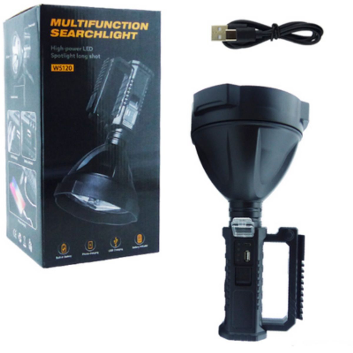 GENERICO - Foco Busca Camino LED Modelo W5120 Con Tripode Y Recargable Por USB