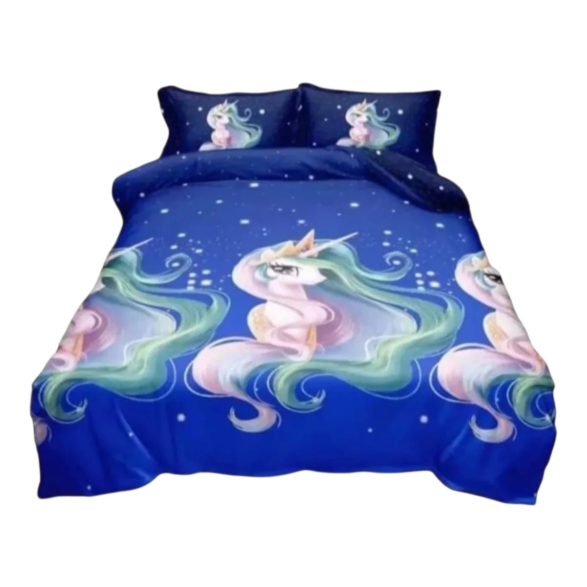 GENERICO - Cubrecama Quilt De Verano de 1.5 Plazas Diseño Unicornios y Estrellas