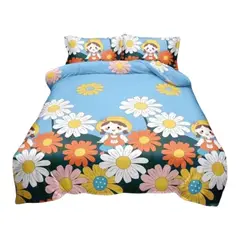 GENERICO - Cubrecama Quilt De Verano de 1.5 Plazas Diseño Margaritas_.