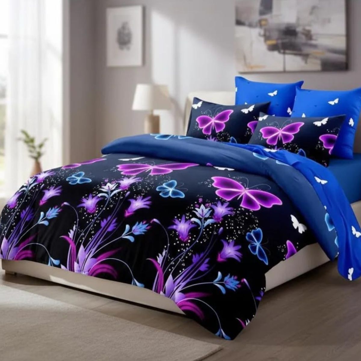 GENERICO - Cubrecama Quilt De Verano 1.5 Plazas Diseño De Mariposas Y Flores