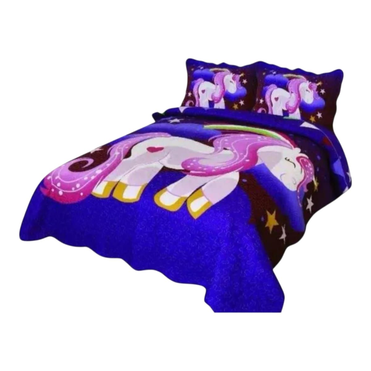 GENERICO - Cubrecama Quilt De Verano de 1.5 Plazas Diseño Infantil De Unicornio