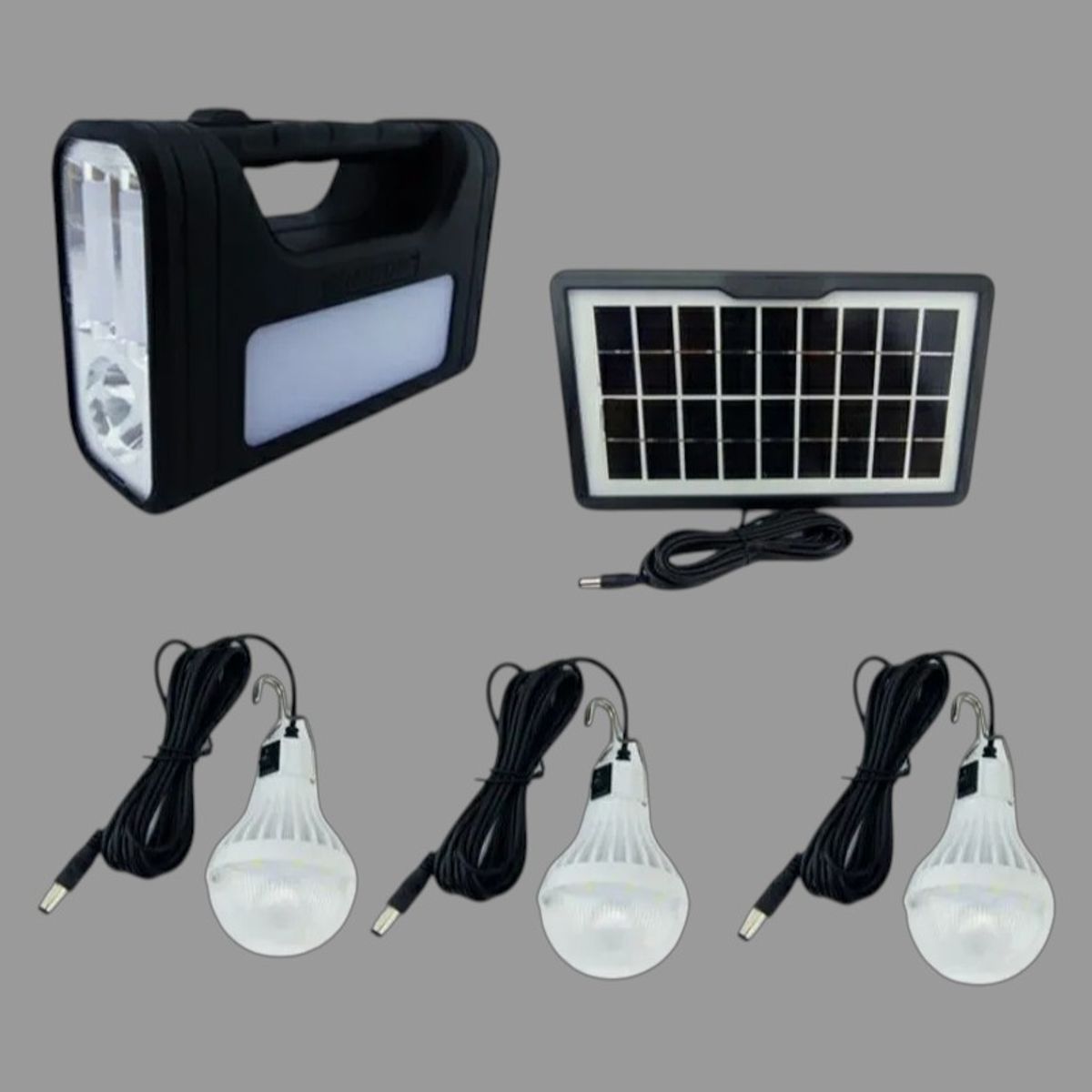 GENERICO - Kit Panel Solar Camping +Linterna + Ampolletas