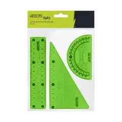 NEOLITE - Set Geometría 3 Piezas Ultraflexible 15cm Linea Kids Verde