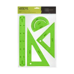 NEOLITE - Set Geometría 4 Piezas Ultraflexible 30cm Linea Kids Verde