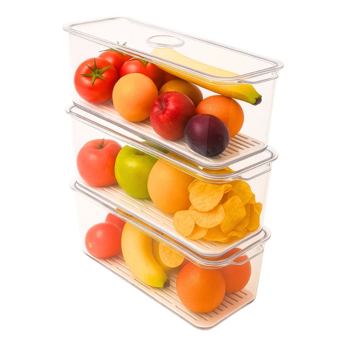 GENERICO - X3 Organizador Refrigerador Despensa Organizador Cocina Tapa Transparente