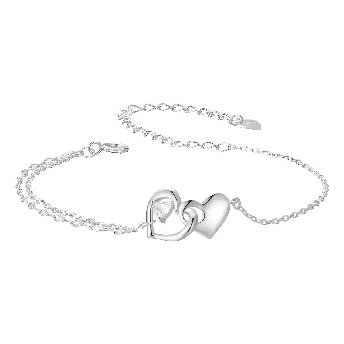 GENERICO - Pulsera plata 925 fina corazon joya mujer