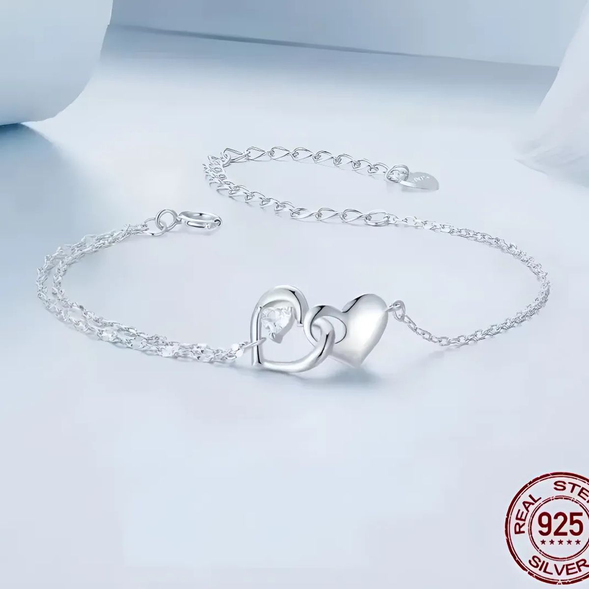 GENERICO - Pulsera plata 925 fina corazon joya mujer