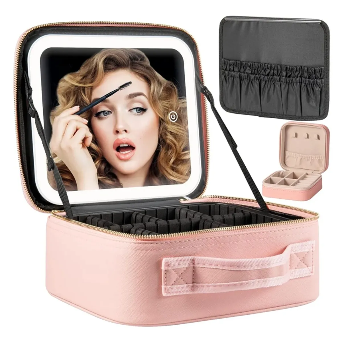 GENERICO - Maleta De Maquillaje Con Espejo Luz Led Organizador Cosmetiquero