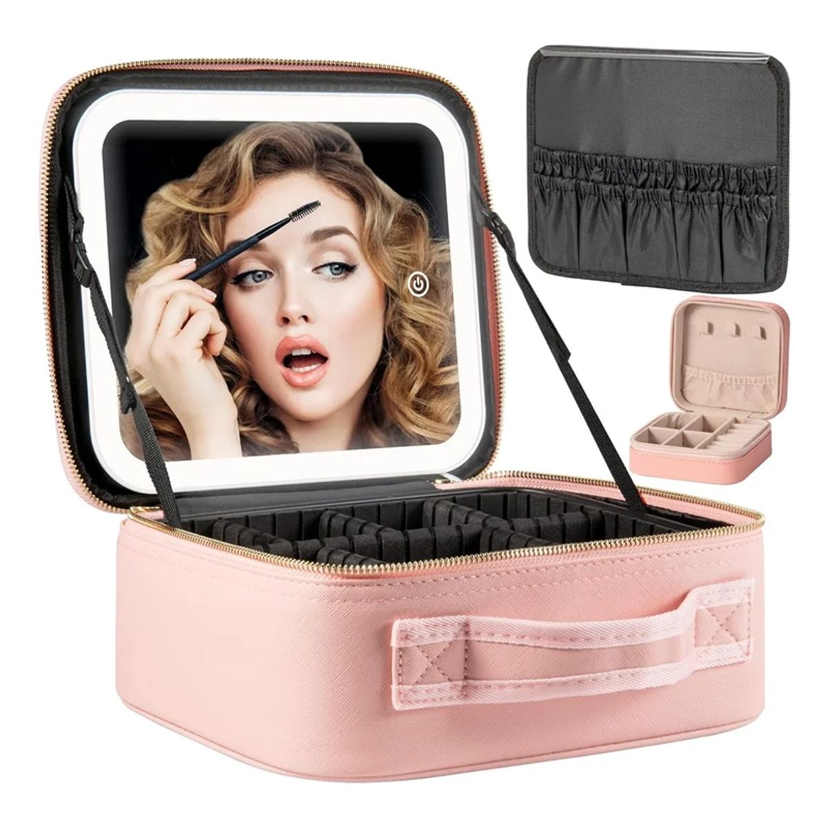 GENERICO - Maleta De Maquillaje Con Espejo Luz Led Organizador Cosmetiquero