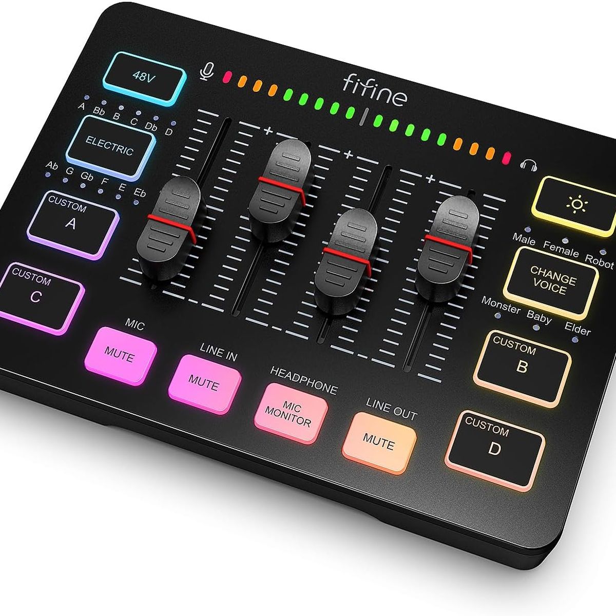 FIFINE - Consola Digital Fifine SC3 4 Canales Conectividad USB-C y XLR para Streaming