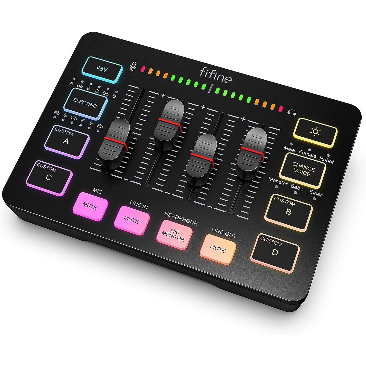 FIFINE - Consola Digital Fifine SC3 4 Canales Conectividad USB-C y XLR para Streaming