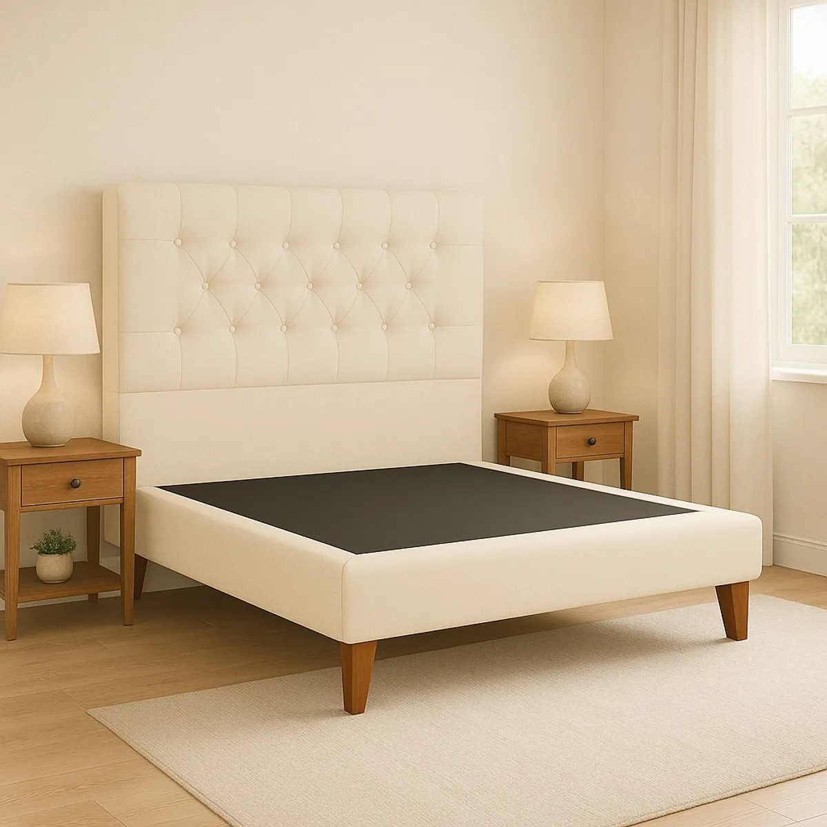 GENERICO - Cama Plaza y Media Crudo Respaldo + Base