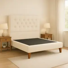 GENERICO - Cama Plaza y Media Crudo Respaldo + Base