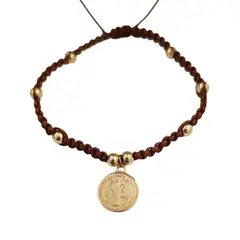 GENERICO - Pulsera de San Benito tejida chapada en oro