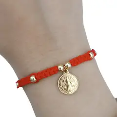 GENERICO - Pulsera de San Benito tejida chapada en oro