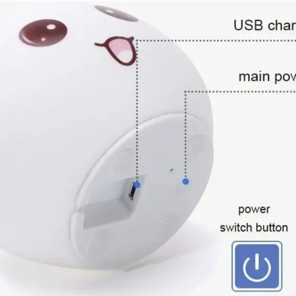 GENERICO - Lámpara De Conejo Cute Silicona Táctil Usb Espantacuco Blanco