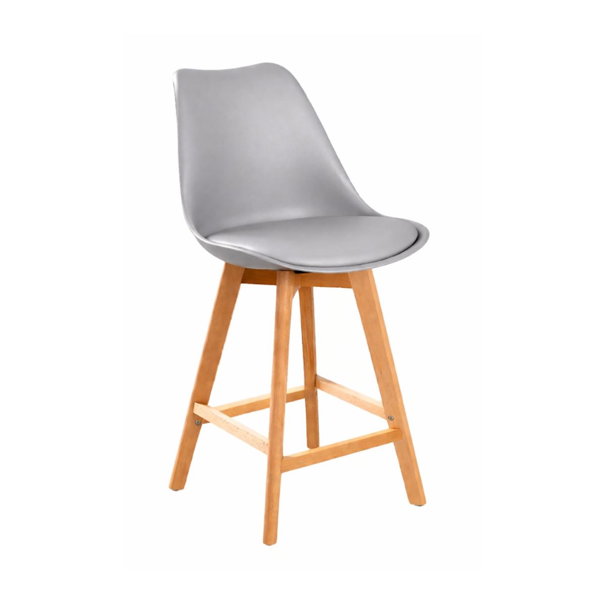 HABITA2 CHILE - Taburete Tulip Wood Acolchado 66cm