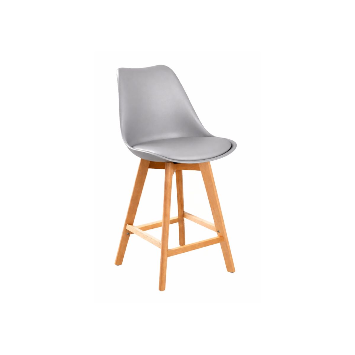 HABITA2 CHILE - Taburete Tulip Wood Acolchado 66cm