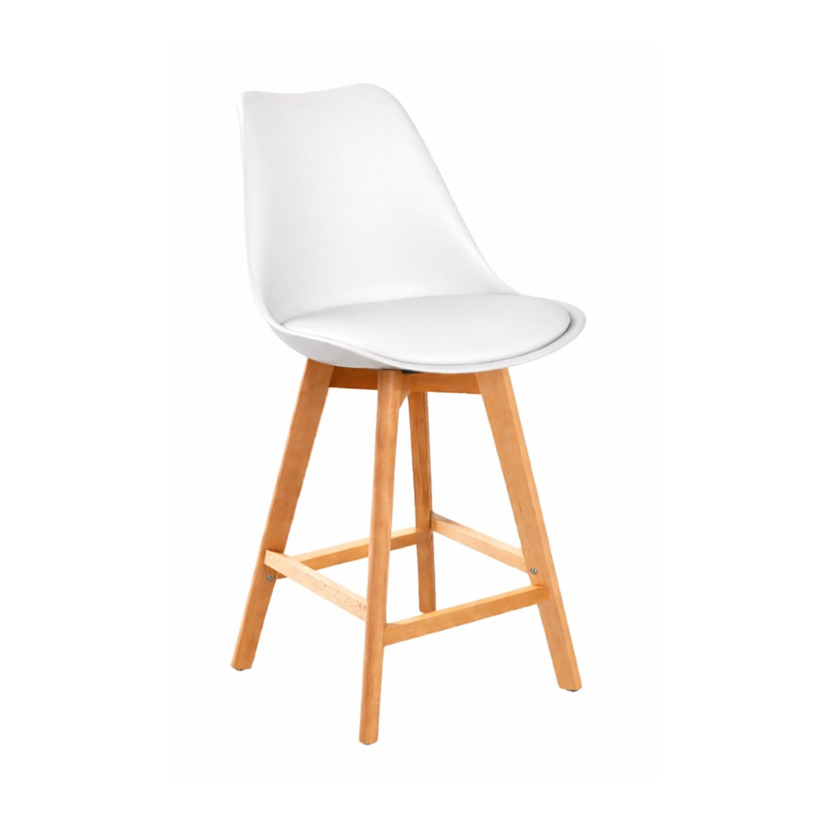 HABITA2 CHILE - Taburete Tulip Wood Acolchado 66cm