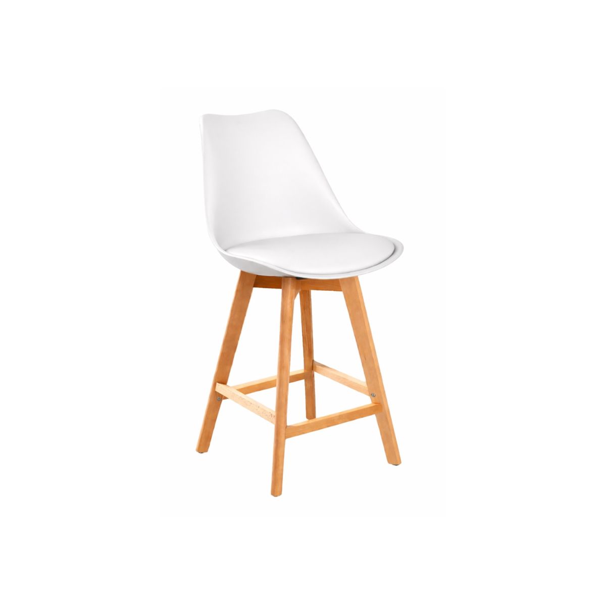 HABITA2 CHILE - Taburete Tulip Wood Acolchado 66cm